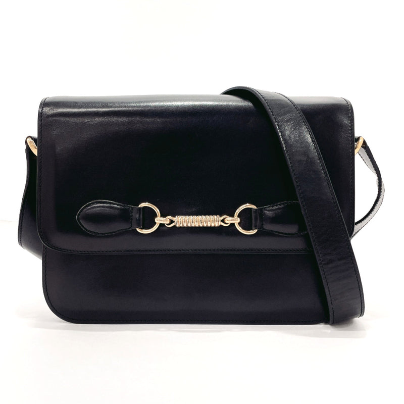 CELINE Shoulder Bag Horsebit vintage leather Black Women Used