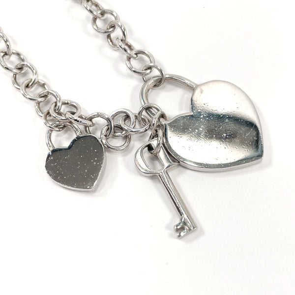 Dior Necklace heart padlock key metal/Rhinestone Silver Women Used