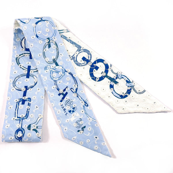 HERMES Twilly Do Re Boucles Broderie Anglaise 2023 limited silk blue blue Women Used