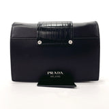 PRADA Shoulder Bag 1BD067 bijou turn lock leather Black Women Used