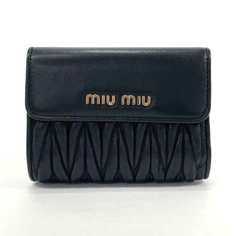 MIUMIU wallet 5ML225 Materasse leather Black Women Used