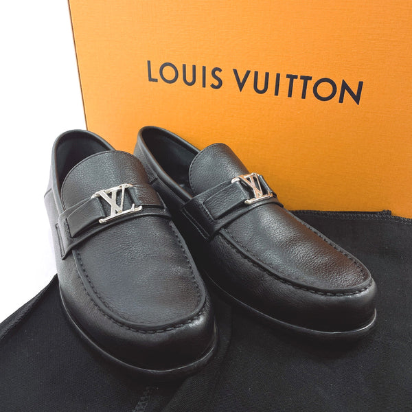 LOUIS VUITTON loafers Major line leather Black mens Used