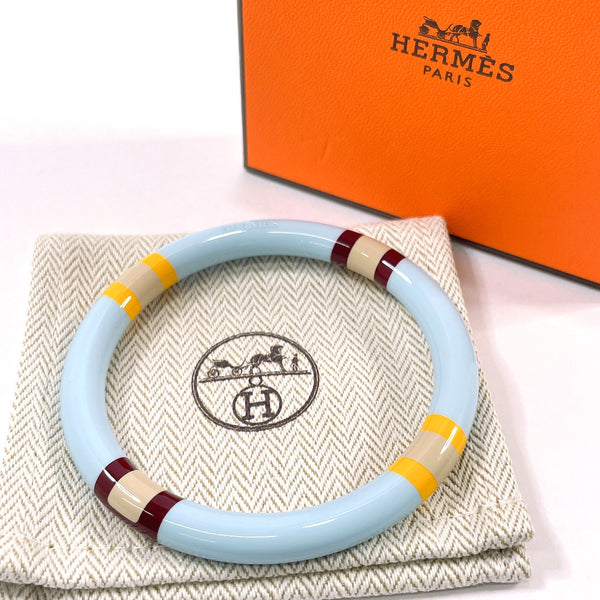HERMES Bangle H Equip PM Buffalo horn/Lacquerwood blue blue Women Used