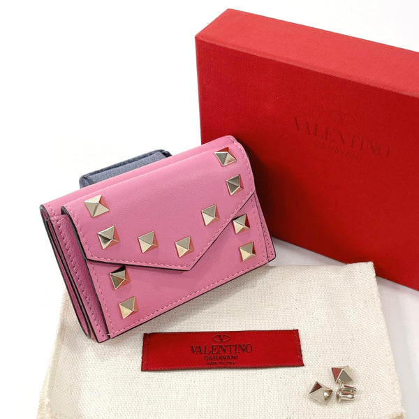 Valentino Garavani Tri-fold wallet WW2P0Q47BOL Rockstud small wallet leather pink Women New