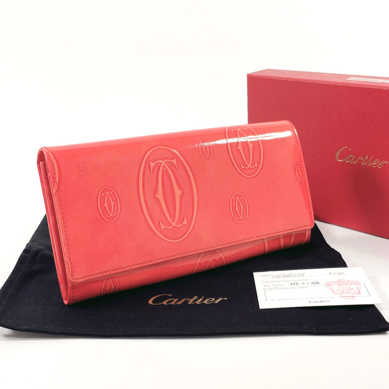 Cartier Red Patent Leather Happy Birthday French Wallet