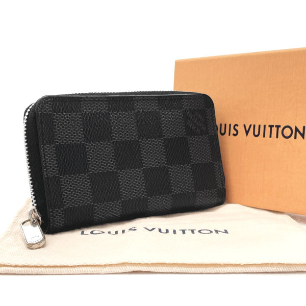 LOUIS VUITTON coin purse N63076 zip around purse Damier Grafitto Canvas Black mens Used