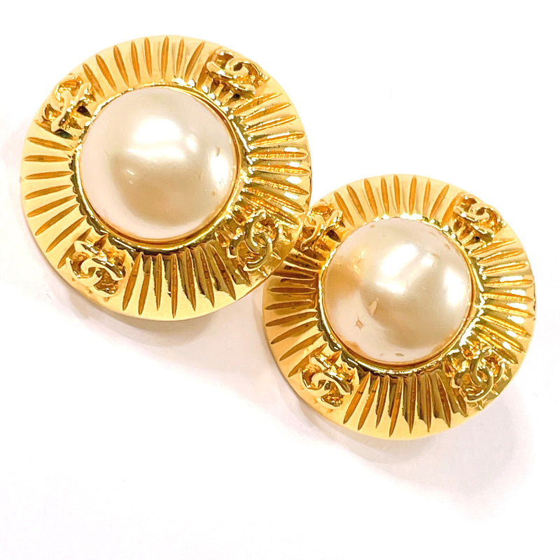 CHANEL Earring COCO Mark Gold Plated/Fake pearl gold 93 P Women Used