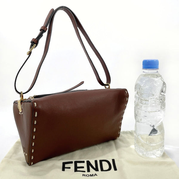 FENDI Shoulder Bag 8BS053 Triangle 2way leather Brown Women Used