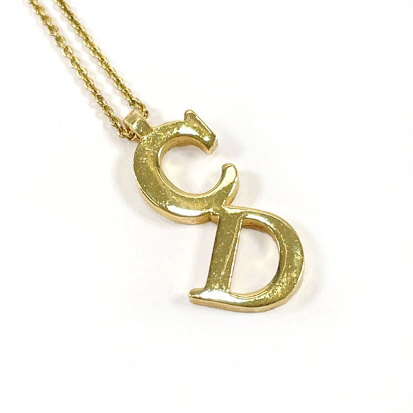 Dior Necklace logo metal gold Women Used