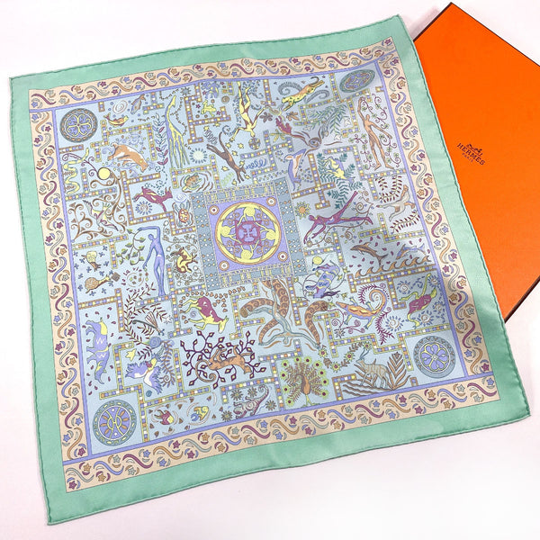 HERMES scarf Petit curry Forces de La vie Forces of life silk green Women Used