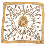 HERMES scarf Carre 90 key silk gold Women Used