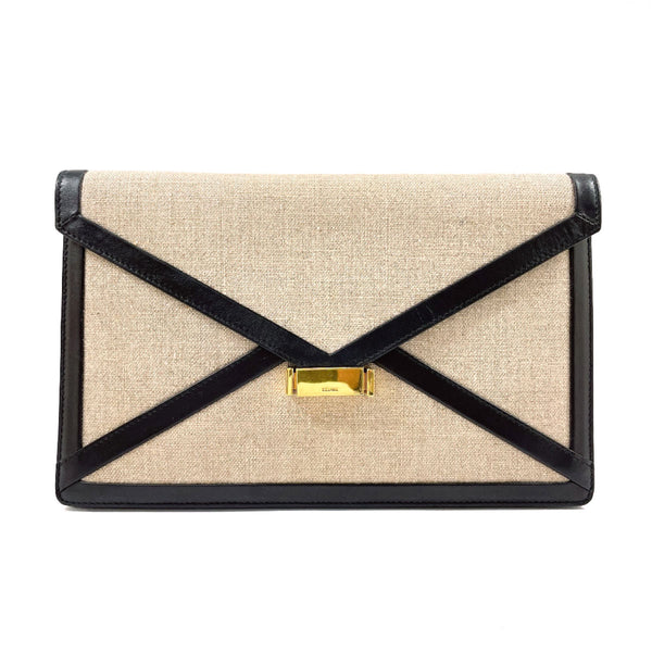 CELINE Clutch bag diamond canvas/leather beige beige unisex Used