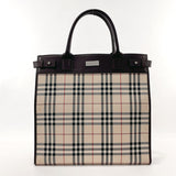 BURBERRY Tote Bag Nova Check canvas/leather beige unisex Used