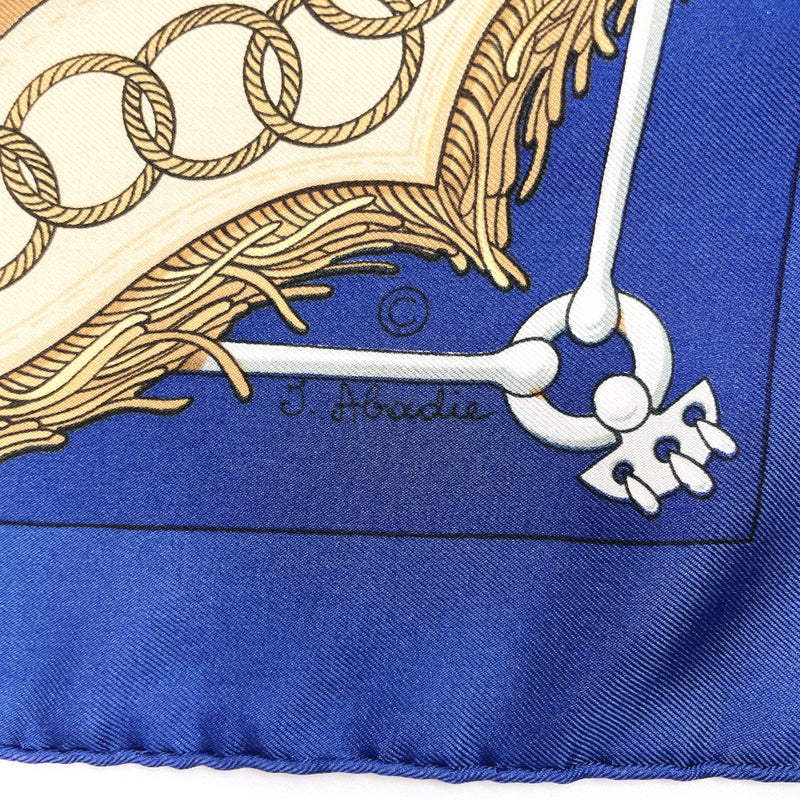 HERMES scarf Carre 90 Cliquetis silk blue Women Used