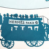 HERMES scarf Carre 90 carriage wheels silk blue Women Used