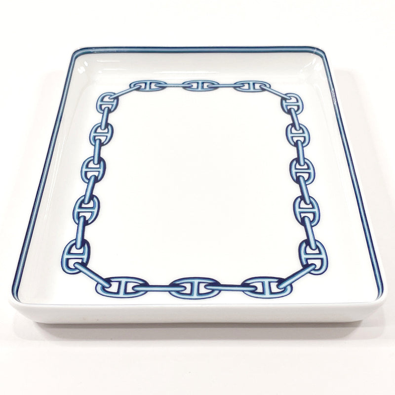 HERMES Tableware ChÃ©ne Dunkel Square plate Porcelain white white unisex New