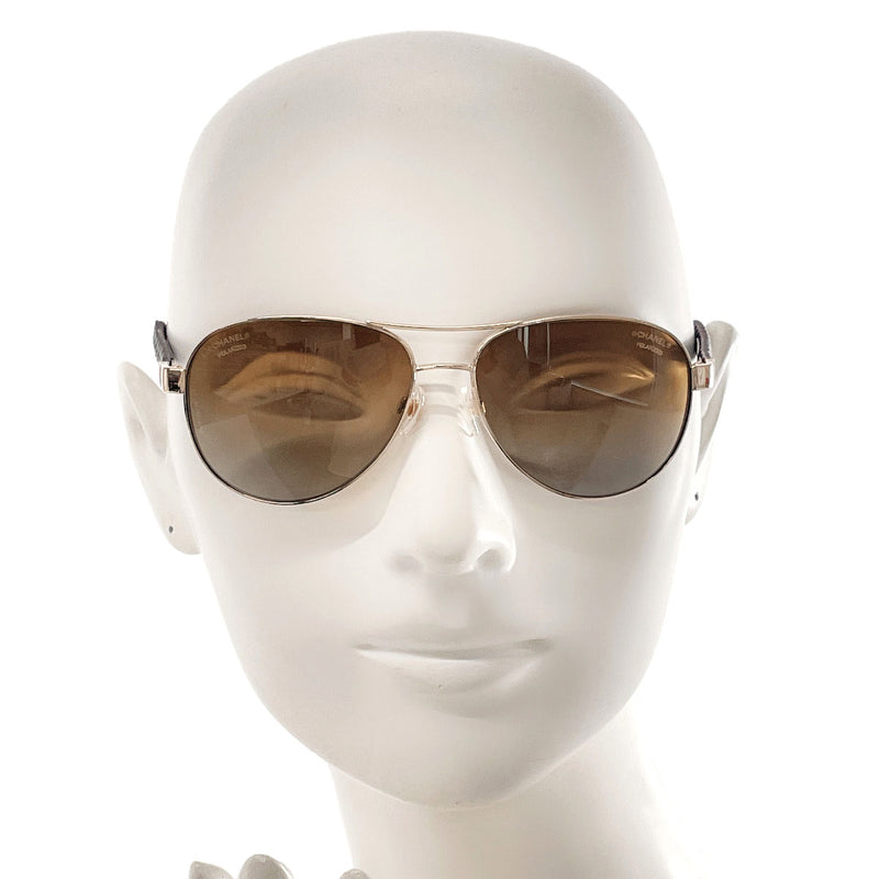 CHANEL sunglasses 4204-Q COCO Mark Matelasse Synthetic resin/rubber gold Women Used