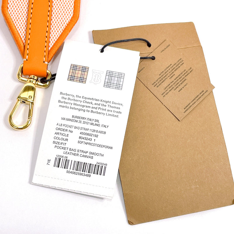 BURBERRY Shoulder strap 80432431 pocket bag strap cotton/leather Orange unisex New