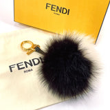 FENDI key ring 7AR259 Pom pom charm Fox Black Black Women Used