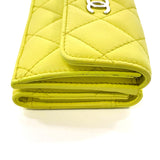 CHANEL Tri-fold wallet Matelasse COCO Mark lambskin yellow Women Used