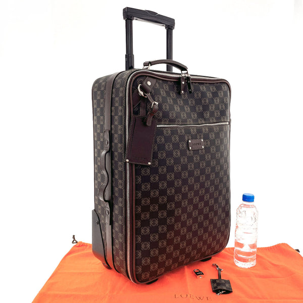 LOEWE suitcase anagram PVC/leather Brown unisex Used