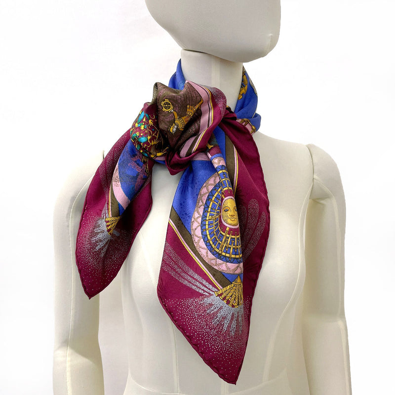 HERMES scarf Carre 90 FEUX D'ARTIFICE Fireworks of craftsmanship silk purple purple Women Used
