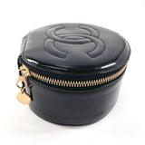 CHANEL Pouch Jewelry case COCO Mark Patent leather Black Women Used
