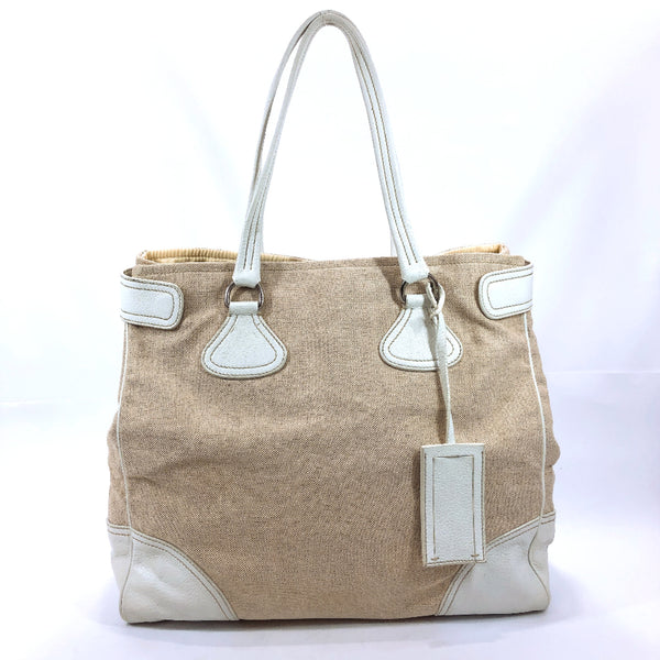 PRADA PRADA Tote Bag Canvas / Leather Beige White Women Used