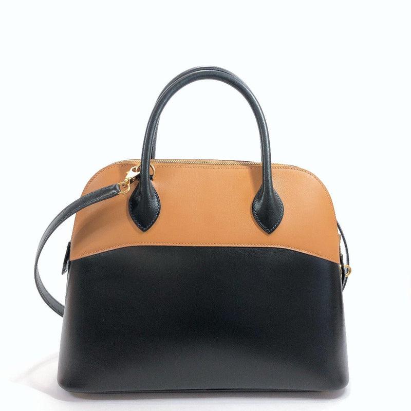HERMES Handbag Bolide31 bicolor Box calf black natural □GCarved seal Women Used - JP-BRANDS.com