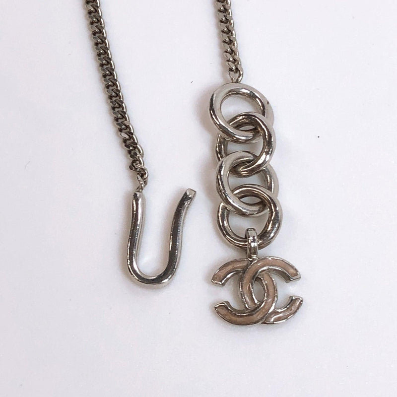CHANEL Necklace COCO Mark rhinestone Four-leaf clover metal Silver 04P Women Used - JP-BRANDS.com