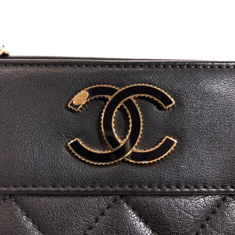 CHANEL Matelasse Coco Mark 6 Key Case Leather Black Ladies