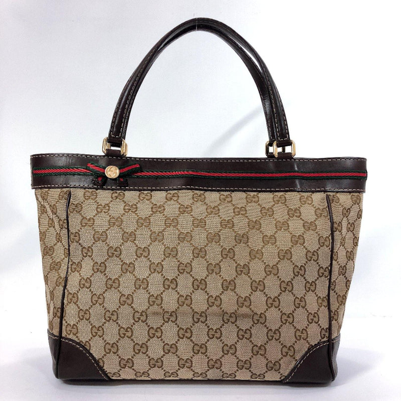 GUCCI Tote Bag 257061 Sherry line GG canvas Brown Women Used - JP-BRANDS.com
