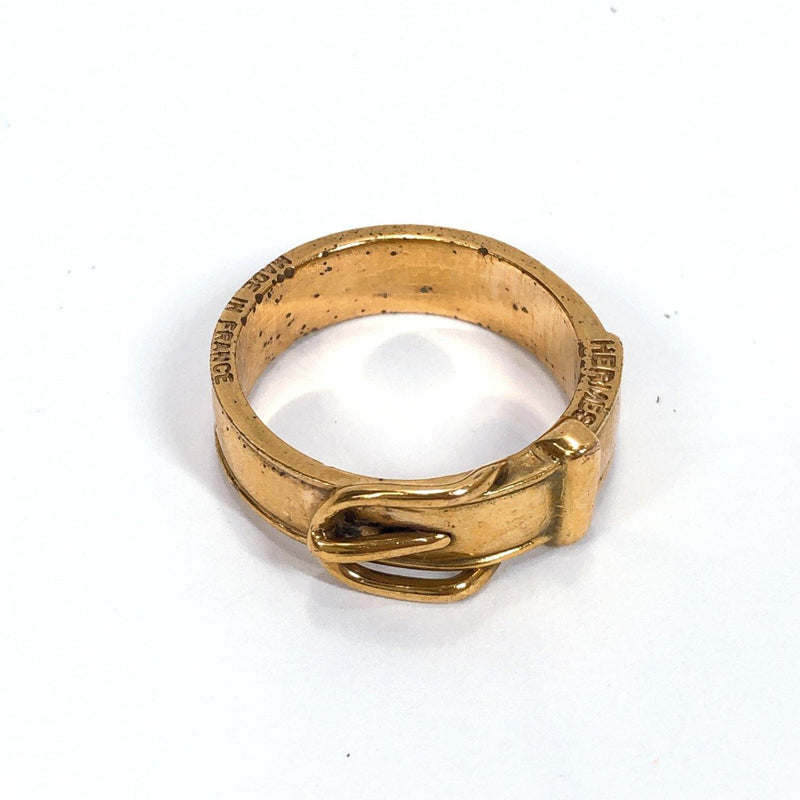 HERMES scarf ring Belt motif metal gold Carved seal unclear Women Used –