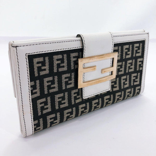 FENDI purse Zucca pattern canvas/leather white black Women Used - JP-BRANDS.com