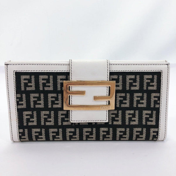 FENDI purse Zucca pattern canvas/leather white black Women Used - JP-BRANDS.com