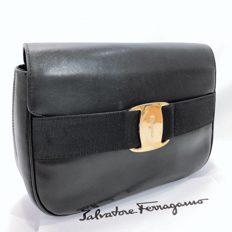 Salvatore Ferragamo Shoulder Bag AQ-217203 Vala vintage leather black gold Women Used - JP-BRANDS.com