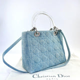 Christian Dior Shoulder Bag MA-1928 Lady Dior Canage 2way denim blue Women Used - JP-BRANDS.com