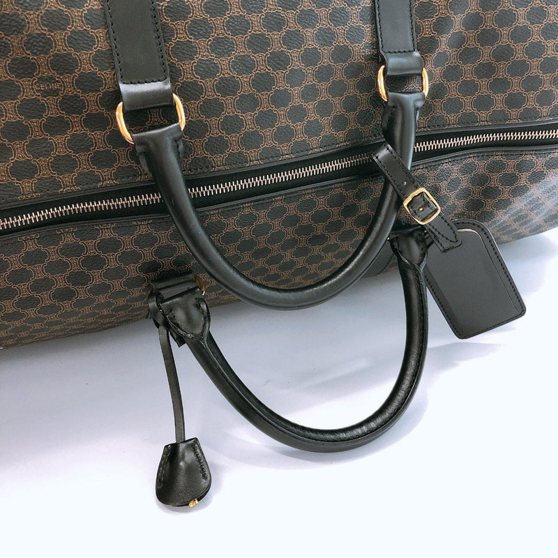 Authenticated Used Celine Boston Bag Beige Macadam M05 Handbag PVC