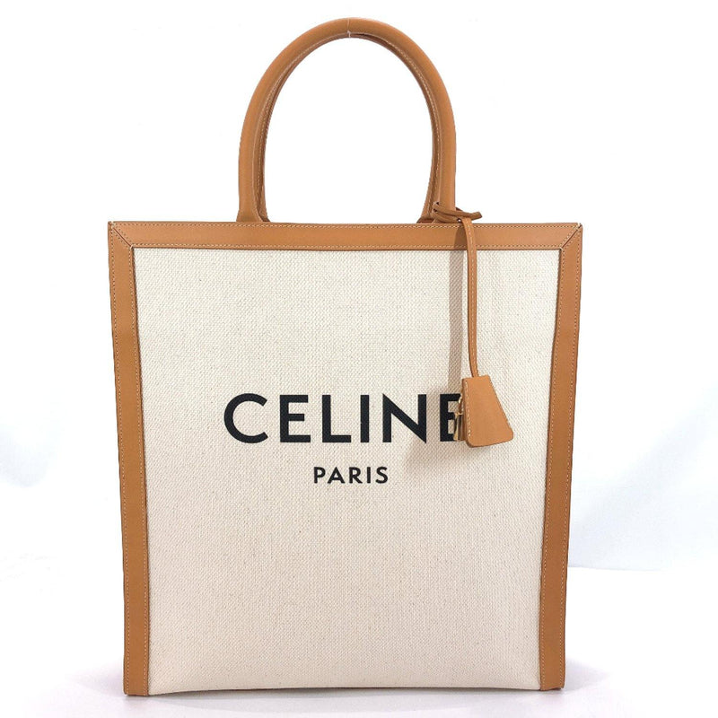 Celine Beige/Brown Canvas/Leather Vertical Cabas Mini Tote Crossbody Bag