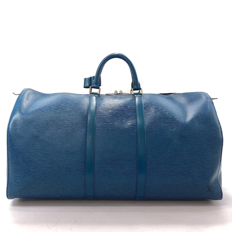 USED Louis Vuitton Black Epi Leather Keepall 55 Travel Duffle Bag