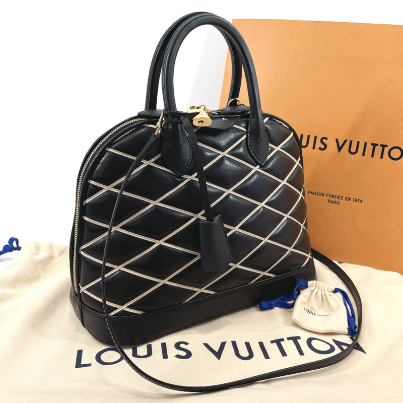 LOUIS VUITTON Alma Malletage PM Tote Handbag Lambskin M50000 Noir Black /  White