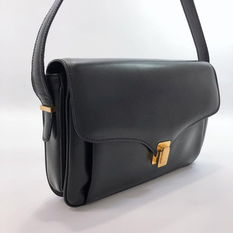CELINE Shoulder Bag vintage leather black Gold Hardware Women Used - JP-BRANDS.com