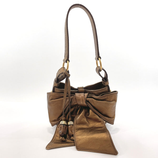 Yves Saint Laurent rive gauche Handbag 151217 Sac bow leather gold