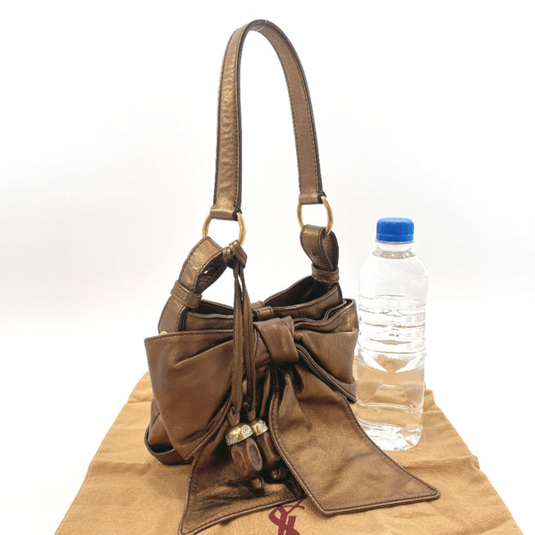 Yves Saint Laurent rive gauche Handbag 151217 Sac bow leather gold Women Used