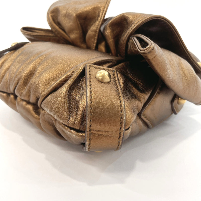 Yves Saint Laurent rive gauche Handbag 151217 Sac bow leather gold