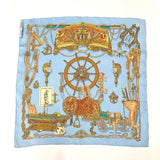 HERMES scarf Petit Carre museum silk blue Women Used