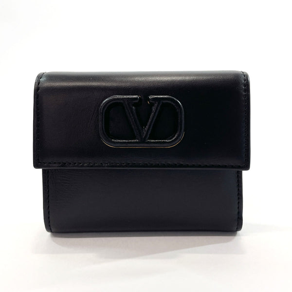 VALENTINO GARAVANI Tri-fold wallet TW2P0T39HFB V sling leather Black Women Used