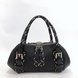 LOEWE Handbag Braided handle leather black white Women Used - JP-BRANDS.com