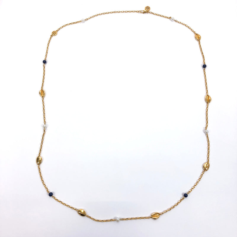 Tory Burch Necklace Shellpattern metal gold white Women New