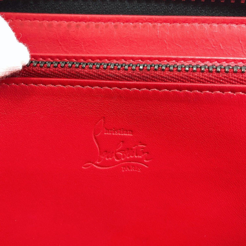 Christian Louboutin purse Pantone studs camouflage Zip Around Patent leather khaki Used - JP-BRANDS.com